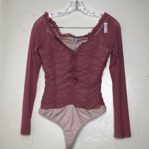 Mauve pink thong bodysuit
